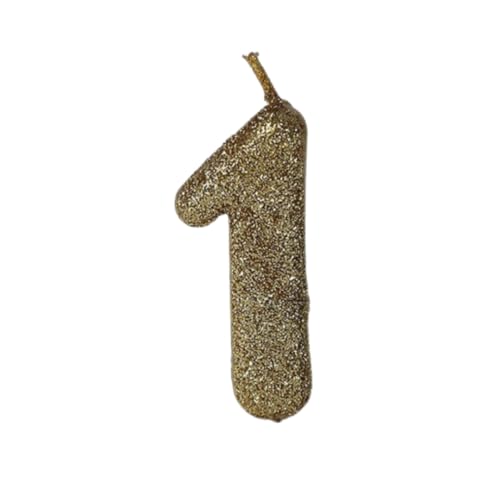 Image of Wanna Party Number 1 Glitter Gold Candle for 1st Birthday Decoration Items /Cake Toppers /Cake Decorations