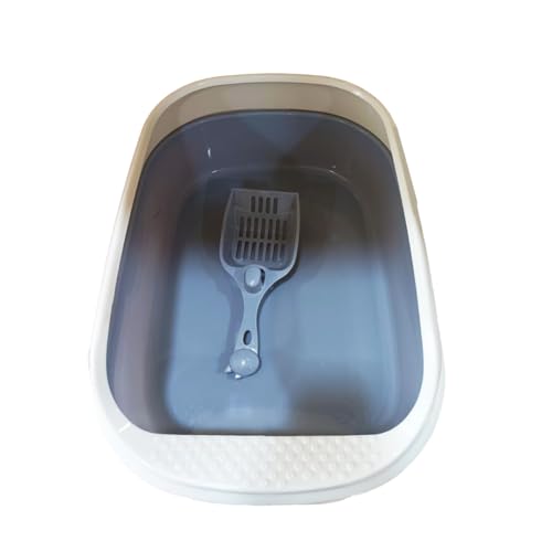 Image of PETS EMPIRE Cat Litter Box Tray with Free Scooper | Semi-Closed, Durable Plastic Litter Tray for Kittens & Adult Cats | Easy to Clean, Odour Control - Blue