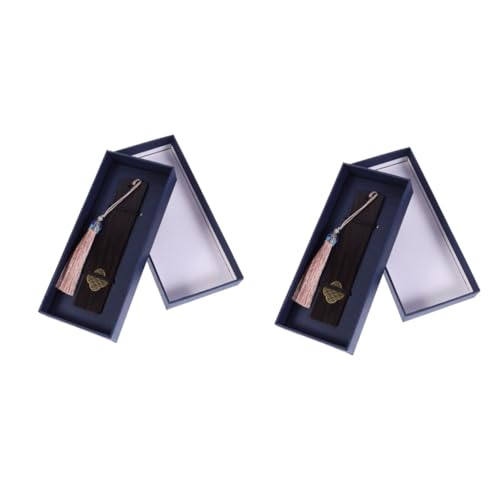 Signet bois classique style chinois Amosfun pour lecteurs et écrivains lot de 2