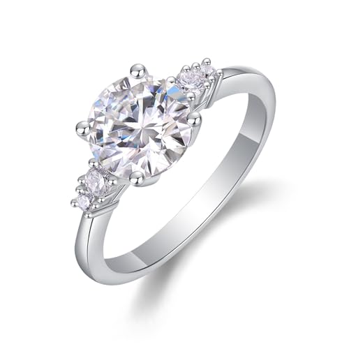 WAHZAUS IGI zertifizierter Diamantring aus 925er Sterlingsilber im Labor, Rundschliff, 2 Karat, Verlobungsring für Damen, Brautschmuck, Ehering, D-E,...