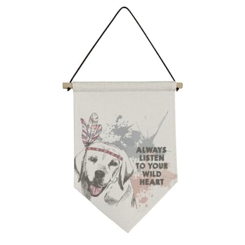 Drapeau en toile aquarelle chien décoration murale suspendue maison