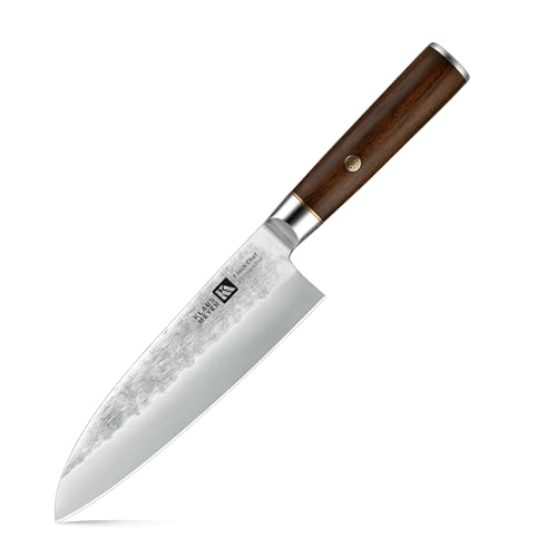 Klaus Meyer Chef Knife 7 Inch Kitchen Knife Razor Sharp Santoku Knife - 7Cr17Mov Japanese Chefs Knife, Gift For Her Him