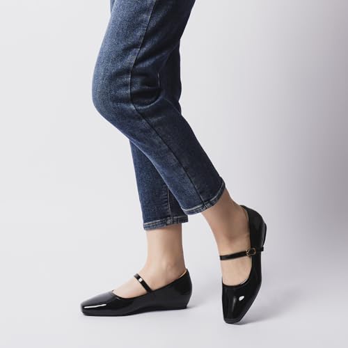 Image of Cusolemore Mary Jane Flat Shoes with Arch Support and Hidden Wedge Heel, Women Ballet Flats, Mary Jane Flats, Comfortable Dress Shoes