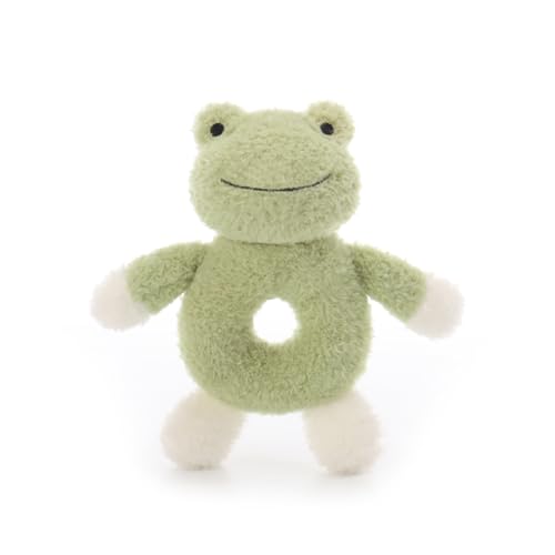 Image of Apricot Lamb Baby Frog Soft Rattle Toy, Plush Stuffed Animal for Newborn Soft Over 0 Months (Frog, 6 Inches)