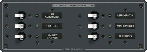 Blue Sea - 8097-BSS Panel 120VAC 6pos H (10EA)