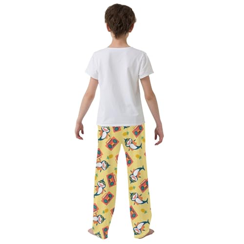 Funny Shark Pineapple Boys Long Pants Soft Trousers Elastic Waist Kids Lounge Bottoms with Pockets S-XL3