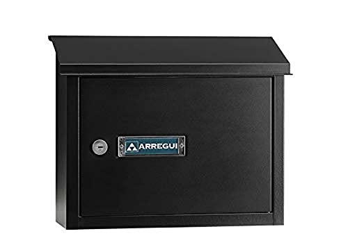 ARREGUI V4064 Buzón Recogecartas Maxi de Aluminio Para Puertas o Verjas en el Interior, Boca Recogecartas de 33x4 cm, Tamaño M (Correo DIN A4 y Revista), Anticorrosivo, Negro Texturado