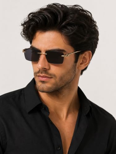 Image of HASHTAG EYEWEAR Men's Stylish Fashion Sunglasses | UV400 Protection | Branded Metal Frame | Trendy Eyewear for Men | Summer, Outdoor, Driving, and Beach Use | Lightweight and Comfortable