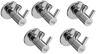 Spazio Stainless Steel SOLO Angle Cock/Angle Valve Bathroom Faucets Taps For Angular Stop Cock Wash Basin for Geyser Tap, Chrome Plated (Pack Of 5)
