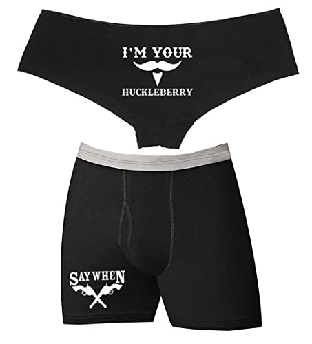Southern Sisters Matching Boyshort Boxer Underwear For Couples Huckleberry Say When