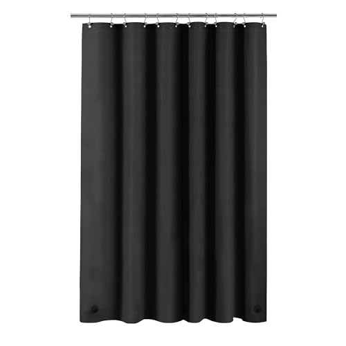 Image of Barossa Design Extra Long Black Shower Curtain Liner with 3 Magnets - 72 inch x 84 inch XL, Waterproof PEVA Lightweight Shower Liner for Bathroom, PVC Free, Metal Grommets - Black, 72x84