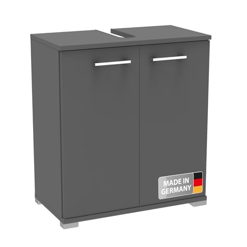 Fackelmann Easy Waschbeckenunterschrank in Anthrazit – 60cm Breit, Modernes Design und praktischer Stauraum, 2 Türen, inkl. Füße – Made in Germany Fackelmann Easy Waschbeckenunterschrank in Anthrazit – 60cm Breit, Modernes Design und praktischer Stauraum, 2 Türen, inkl. Füße – Made in Germany