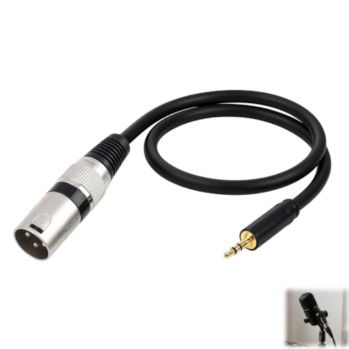 Voxlvytic Câble 3,5 mm vers XLR, Mini-Jack Déséquilibrée avec Adaptateur Mâle -pour Appareils Portables Vers Consoles de Mixage et Parleurs,Câble Robuste,Blindage EMI/RFI,50cm de Longueur