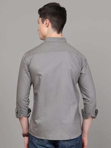 Image of Majestic Man Classic Slim Fit Solid Cotton Casual Shirt with Button-Down Collar