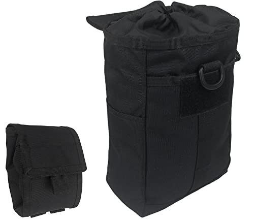Tactical Military MOLLE Dump Pouch – Foldable Durable and Versatile Magazine Utility Waist Bag for Outdoor Enthusiasts, with 1 Flag Patch Included