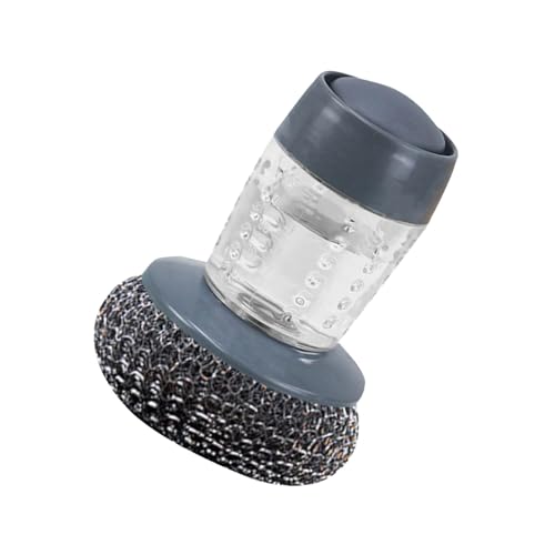 Cepillo dispensador de jabón, cepillo dispensador de platos, cepillo de palma portátil dispensador de jabón, cepillo pequeño para cocina, limpiador de metal portátil para limpieza de platos, sartenes