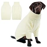 IECOii XXL 犬用セーター、袖付きサーマルニットビッグドッグセーター、特大犬用タートルネックドギースウェットシャツ、伸縮性のある大型犬 寒い天候の服ピットブル服、(白、XXL)