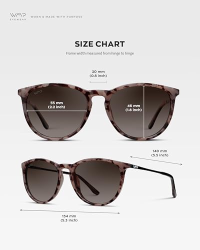 WearMe Pro Round Polarized Sunglasses for Women - UV400 Protection, Lightweight Frame, Vintage Retro Style