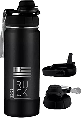 AverPak BodyForge 22oz Insulated Water Bottle – Stainless Steel, 3 Leak-Proof Lids, Double Wall Thermos