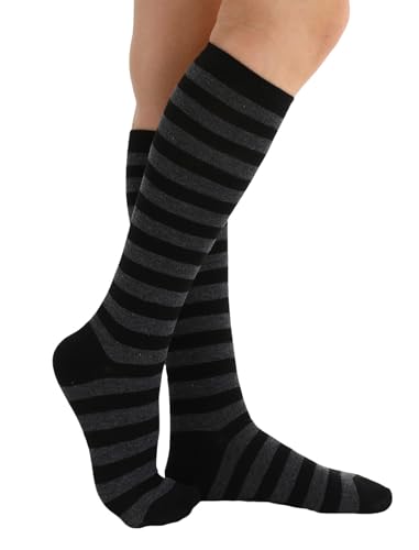 Image of Women's Knee High Athletic Socks Casual Stripes Tube Socks Outdoor Sport Socks
