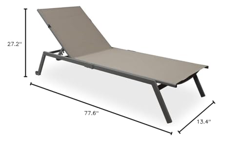 Ostrich Princeton Chaise Lounge Reading Tanning Lawn Chair, Outdoor Furniture for Pool, Beach, Patio, Backyard, and Deck, Tan/Taupe, 2 Pack - Thumbnail 3