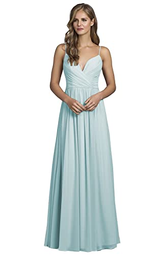 Robe de demoiselle d'honneur mousseline de soie plissée haut de gamme col en V