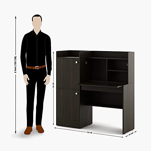 Image of Home Centre Nexon Flip Study Desk with Cabinet - Brown