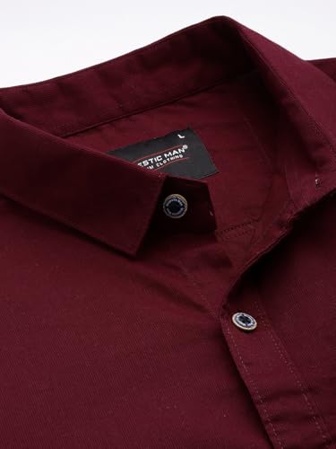 Image of Majestic Man Comfort Slim Fit Solid Pure Cotton Self Design Casual Shirt