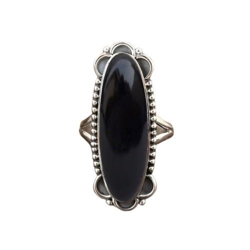 925 Sterling Silver Handmade Women Silver-Solid Large Gemstone Black Onyx Ring Gift For Women Wedding/Christmas/Anniversary Ring Size 8