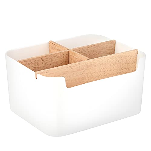 1 Pieces Desktop Storage Box, 5 Grid Storage Box Plastic Desk Storage Organiser Multifunctional Desk Tidy Organiser for Office Countertop Home Kitchen (18.5x4x9.3cm)