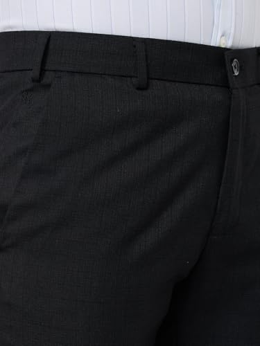 Image of Raymond Men Slim Fit Checks Pattern Poly Viscose Blend Flat Front Formal Trouser