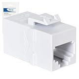 ICC RJ12 Inline Keystone Coupler, 6P6C Female-to-Female Jack, Pin 1-to-6 Voice Connector for RJ11/12, Snap-in Phone Line Module, UL Listed, White, Single