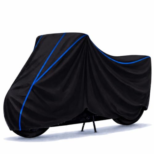 Image of Bike Cover Compatible with Bajaj Pulsar NS 300 | Water Resistant Universal Motorcycle Rain Cover | UV, Dust & Scratch Protection | All Weather | Black Blue Piping Elastic