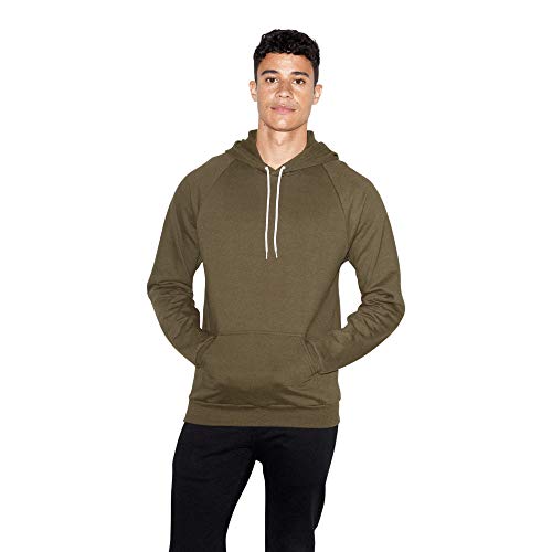American Apparel Men's California Fleece Long Sleeve Pullover Hoodie, Army, Medium