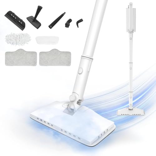 Image of Steam Cleaner, 6 in1 Rotated Steam Mop Cleaner with 2 Modes, 2 Microfiber Pads, 400ML Removable Tank, 23FT Power Cable, Detachable Steam Mops for Floor, Laminate Floor, Tiles Cleaning (Lily White)