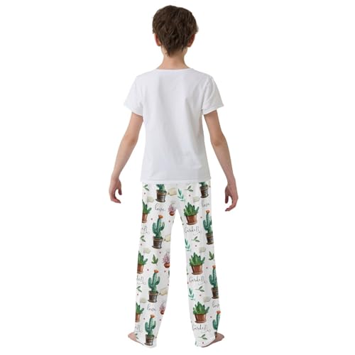 Succulent Cactus Love Boys Long Pants Soft Trousers Elastic Waist Kids Lounge Bottoms with Pockets S-XL3
