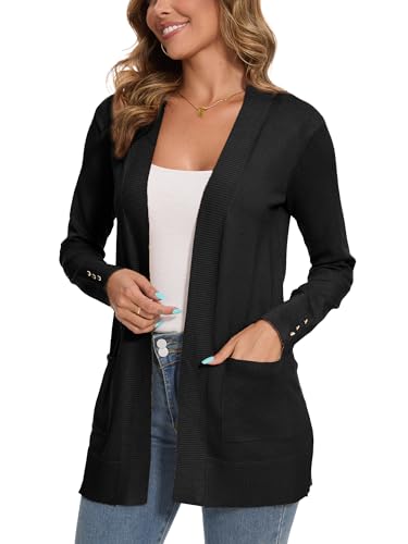 Spicy Sandia Women's Knit Cardigan Sweaters with Pockets Long Sleeve Open Front Lightweight Cardigan
