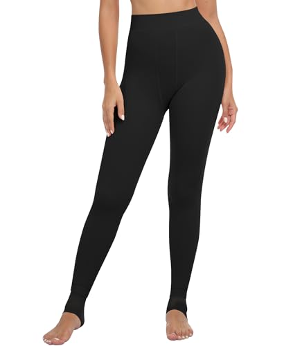 Image of DOCUMO Fleece Lined Tights for Women Thermal Pantyhose Winter Warm Fake Translucent Tights High Waisted Thick Leggings