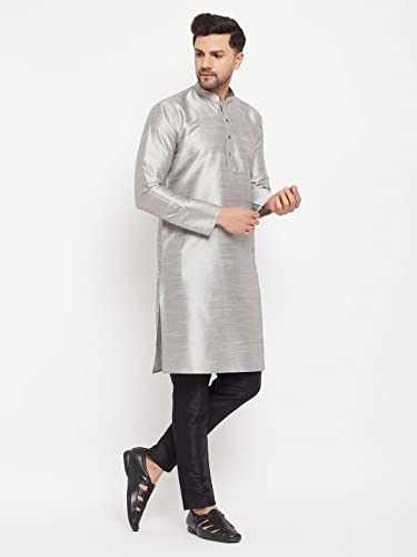 Image of VASTRAMAY Men Banarasi Silk Solid Kurta | Soft Cotton Blend Ethnic Kurta | Comfortable for Festive & Wedding Occasions