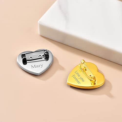 Custom4U Customized Photo Brooch Pin Heart Picture Pins Personalized Wedding Bouquet Charm Memorial Boutonniere Pin Memorial Gift For Women Men #TOP7