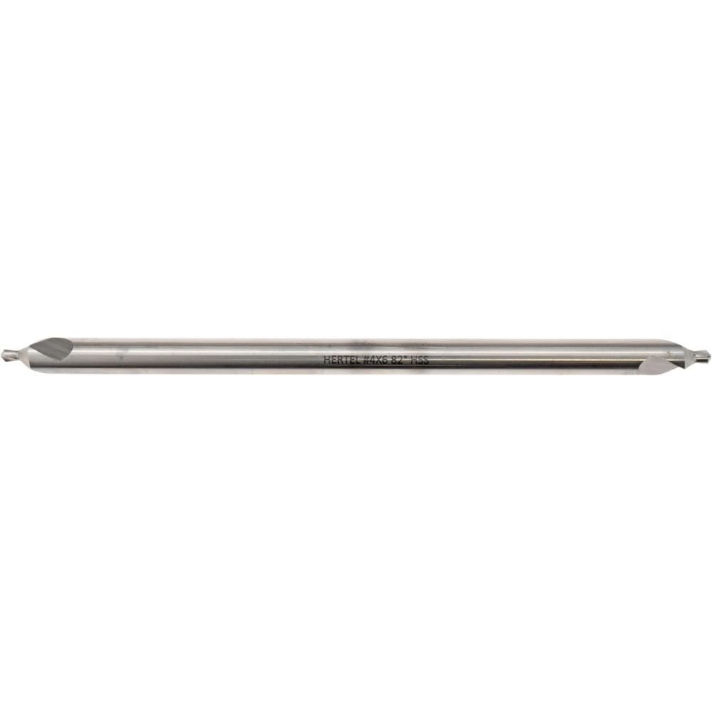 Hertel Combo Drill & Countersink, #4, High Speed Steel, 5/16" Body Diameter, 1/8" Point Diameter, Bright Polished Finish, 118° Angle, 6" Overall Length