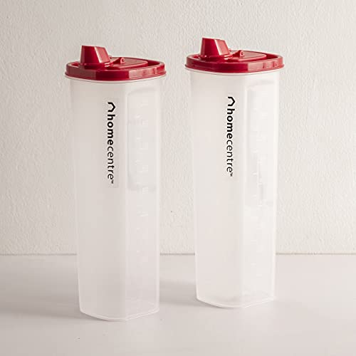 Image of Home Centre |Corsica Ooze Set of 2 Polypropylene Oil Containers - 1L|Oil and Spice|Kitchenware|Oil and Vineger Servers|Transparent