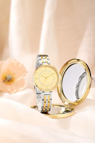 Image of Giordano Stylish Analog Watch for Women with Diamond Studed Dial with Crystal Hour Markers and Stainless Steel Strap GZ-60077