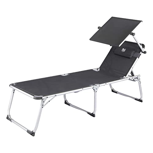 Timber Ridge Silla Plegable Respaldo Ajustable de Lujo Tumbona con Almohada para Beach Piscina Gris Cover