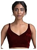 Women's Readymade Velvet Blouse For Sarees Indian Bollywood Designer Padded Stitched Crop Top Choli Maroon