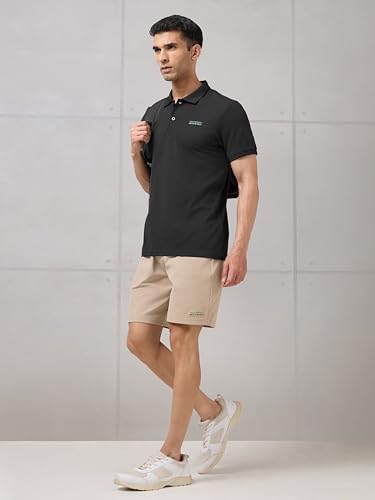 Image of TECHNOSPORT Men's Slim Fit Striped Half Sleeve Active Out Matpiq Polo T-Shirt for Gym, Sports & Regular Use