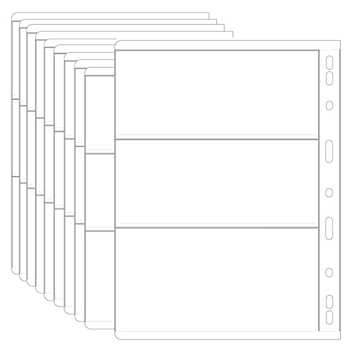 Classeur Monnaie, Pochette Piece Monnaie, Feuilles pour Pièces de Monnaie, 10 Pièces Classeur Numismatique pour Billets de Banque Ranger les Pièces de Monnaie et Billet D'argent(3 Compartiments)