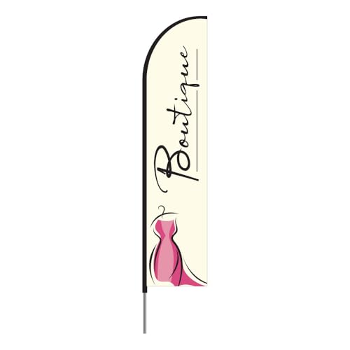 Boutique Advertising Swooper Flag Banners With Pole and Ground Stake, Boutique Shop Feather Flag Sign For Storefront, Shop Sign, Outdoor Advertising, Garden, 15ft