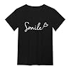 BFYSFBAIG Women's Smile Letter Print T-Shirt, Short Sleeve, Crew Neck, Ladies Casual Blouse, Summer Top, Heart Pattern, Regular Fit, S-XXL (Black, M) #3