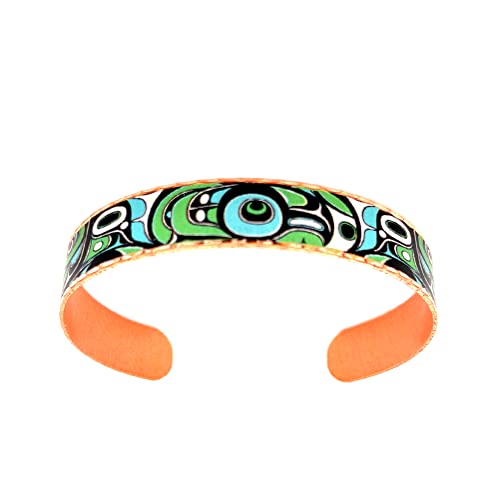 Image of FRONT LINE JEWELRY Northwest Native American Totem Bracelets - Artisan-Handmade West Coast Haida Copper Cuff for Men & Women | Unique Unisex Cultural Jewelry Gift Idea